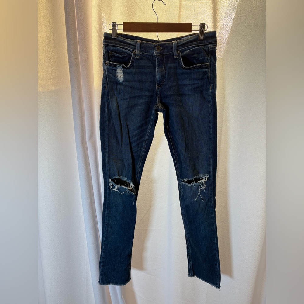 Rag & Bone skinny jeans raw hem distressed‎ size 27 GUC 479